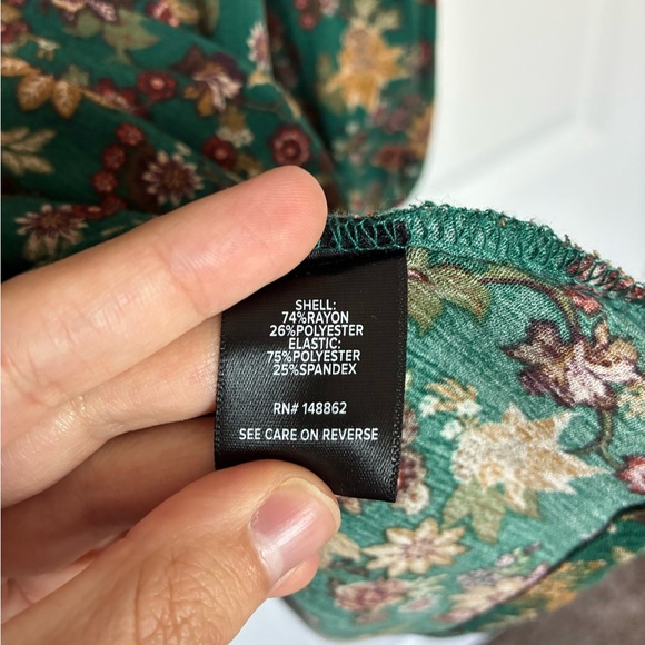 Torrid Green Floral Babydoll Smocked Top Ruffle Accent - Picture 12 of 14